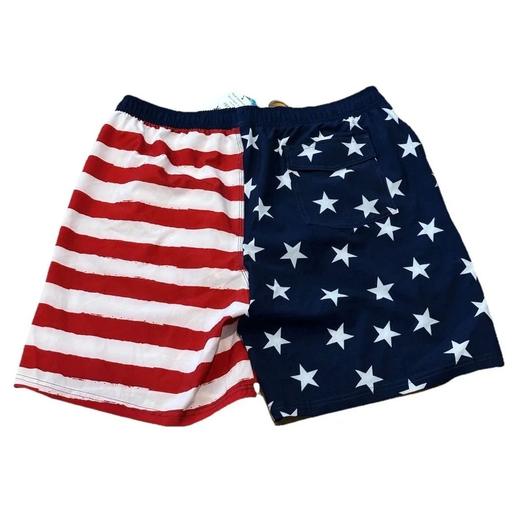 NWT Heat Mens‎ 2X American Flag Lined Swim Trunks Shorts Patriotic Beach Pool